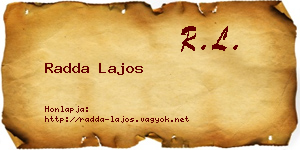 Radda Lajos névjegykártya